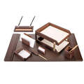 Dacasso Chocolate Brown Leather 10-Piece Desk Set DF-3420